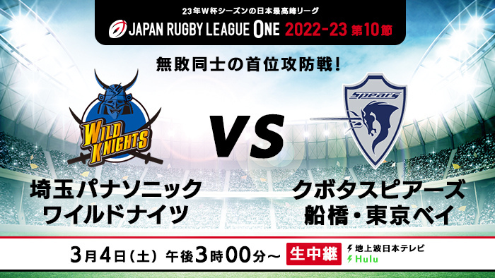 ラグビーリーグワン第10節 スピアーズがイーグルスに勝ち9勝目 5